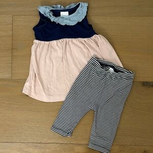 Hanna Andersson Navy Pink Dress and Leggings Outfit